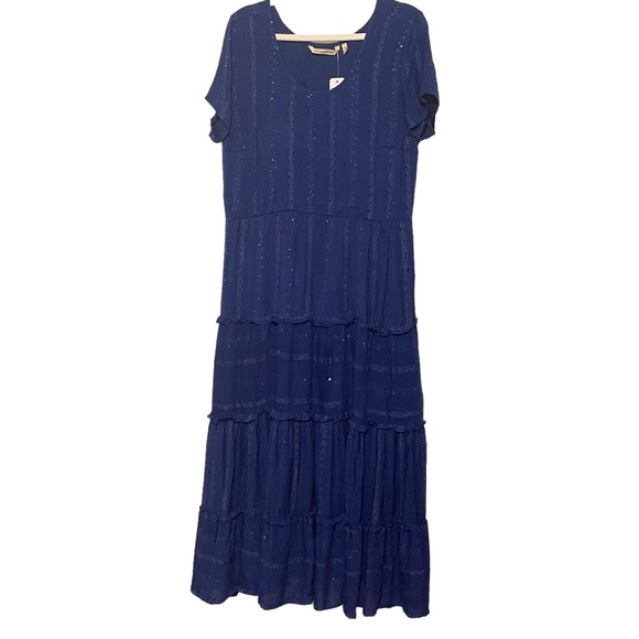 Soft Surroundings NWT Kara Shimmer Cotton Maxi Dress Size M - Picture 1 of 9